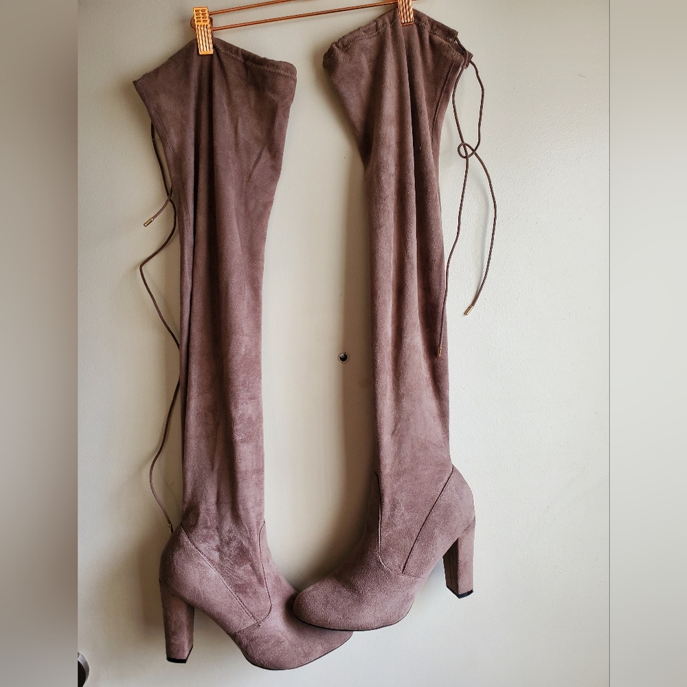 Taupe Over the Knee Boots